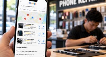 Phone repair shop in Google local search results