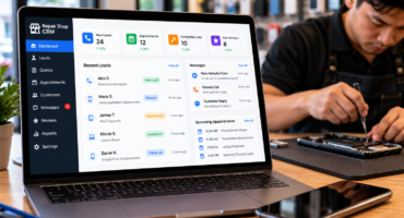 Repair shop CRM dashboard