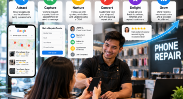 Repair shop marketing funnel from search to booked repair
